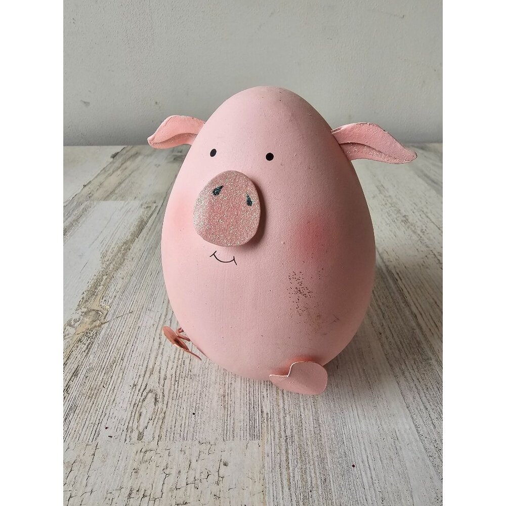 Vintage egg pig glitter Easter funny decor‎ farm shabby chic